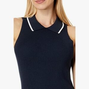 Sleeveless Navy Collared Top